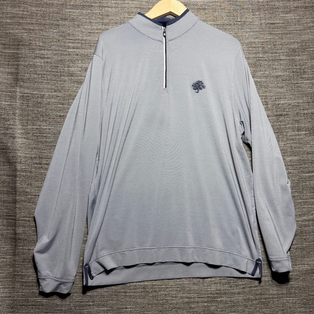 FootJoy Pullover Mens Large Blue Striped LS 1/4 Zip Golf Performance Mock Neck